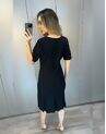 Vestido Alfaiataria com Pregas Liso Preto - 06335